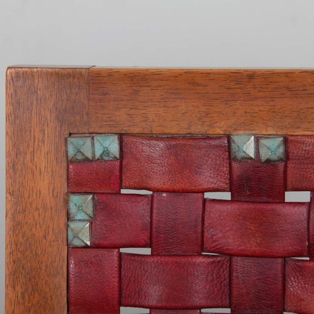 Wood Vintage Bridge Chairs in Wood and Leather, 1950s, Set of 2 For Sale - Image 7 of 9