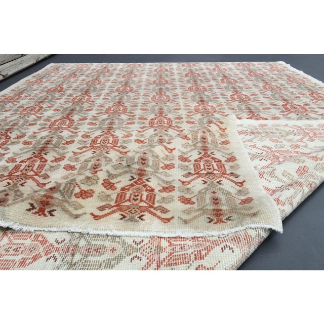 1970s Vintage Turkish Hand-Knotted Wool Cotton Red Area Rug For Sale In San Francisco - Image 6 of 12