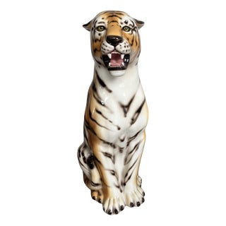 Italian Artist, Large Tiger Statue, Ceramic For Sale