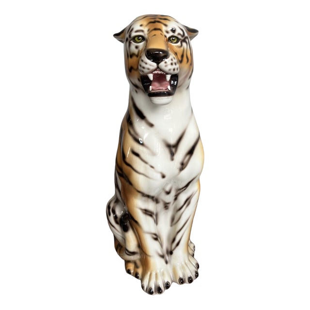 Italian Artist, Large Tiger Statue, Ceramic For Sale