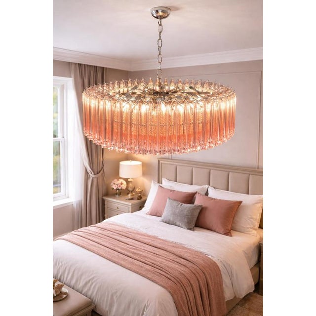1990s Pink Murano Glass Chandelier, 1990s For Sale - Image 5 of 16