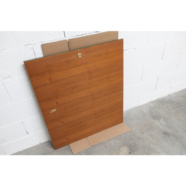 Round Teak Wall Mirror on Green Rectangular Board, 1960s For Sale - Image 13 of 18