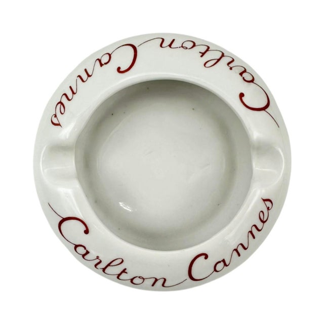 Vintage Carlton Cannes France Hotel White Ashtray For Sale - Image 12 of 12
