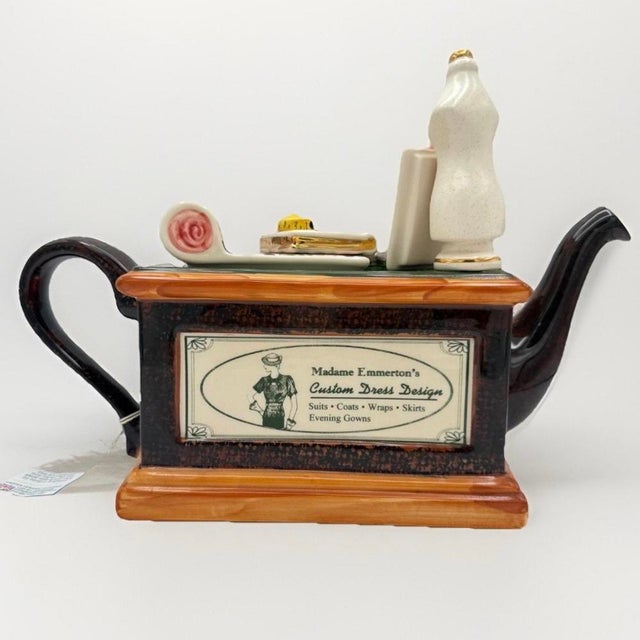 1990s Tony Carter Sewing Table Novelty Teapot With Certificate, England, 1996 For Sale - Image 5 of 11