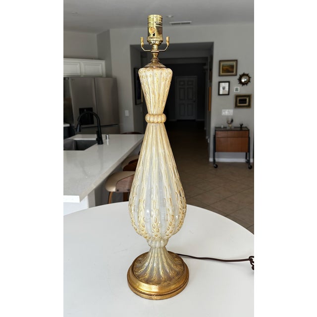 1950s Mid Century Modern Barovier & Toso Murano Coronado d'Oro Glass Table Lamp For Sale - Image 9 of 17