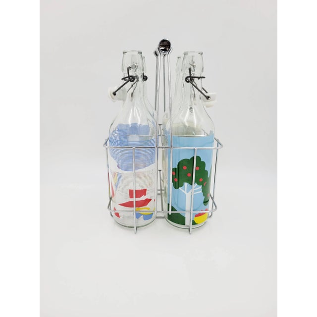 Egizia 1980s Egizia Italy Art Deco Water Bottles in Chrome Caddy Set- 5 Pieces For Sale - Image 4 of 12