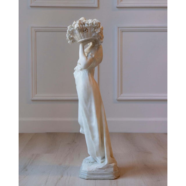 Late 19th / Early 20th-Century Volterra Alabaster Figure of a Flower Girl For Sale - Image 18 of 18