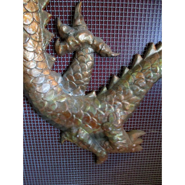 1980s Vintage Large Chinese Cheerful Dragon Relief Sculpture Plaque Movie Prop 10 Feet Long For Sale - Image 10 of 13