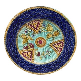 French Majolica Plate Onnaing, Circa 1890 For Sale