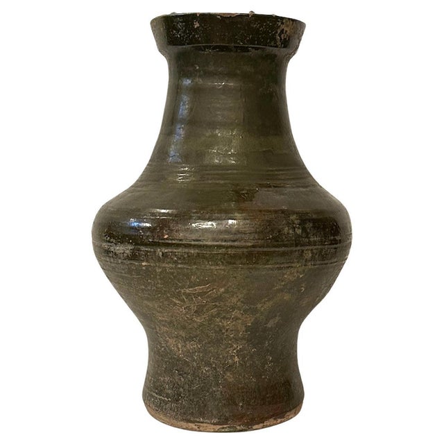 Chinese Antique Han Style Glazed Earthenware Vase For Sale - Image 3 of 7