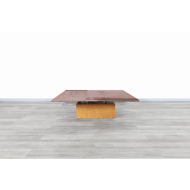 Vintage Italian Adjustable Maple and Granite Coffee Table by Giovanni Offredi for Saporiti For Sale - Image 11 of 13