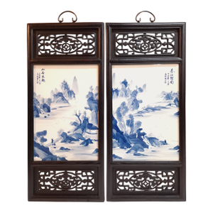 A Pair of Chinese Porcelain Landscape Plaques