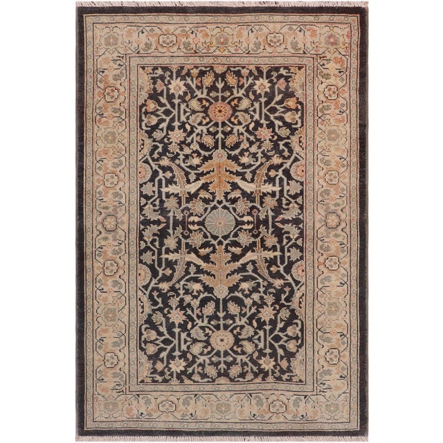 Art Nouveau Charcoal/Tan Wool Rug - 3'1'' X 4'10'' For Sale - Image 10 of 10