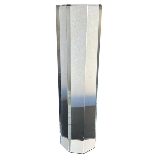 Modern Crystal Glass Paperweight, Octagonal Pillar, Late 20th Century For Sale - Image 11 of 14