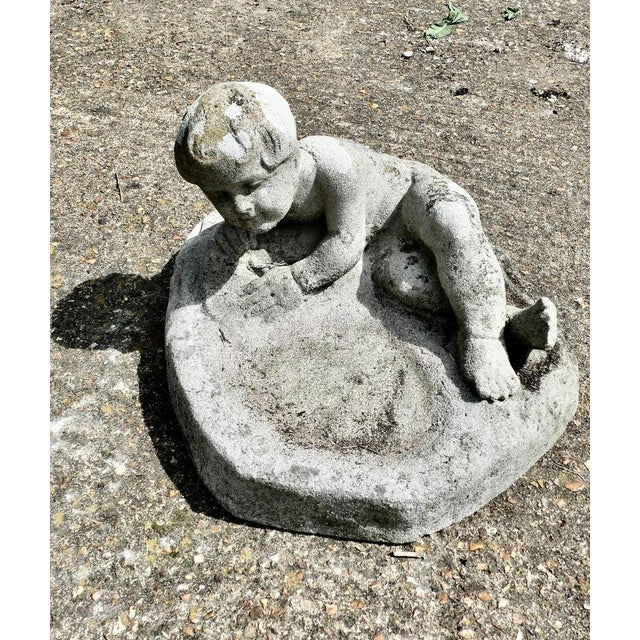 Garden Bird Bath with Small Child Feeding the Birds, 1950 For Sale - Image 4 of 8