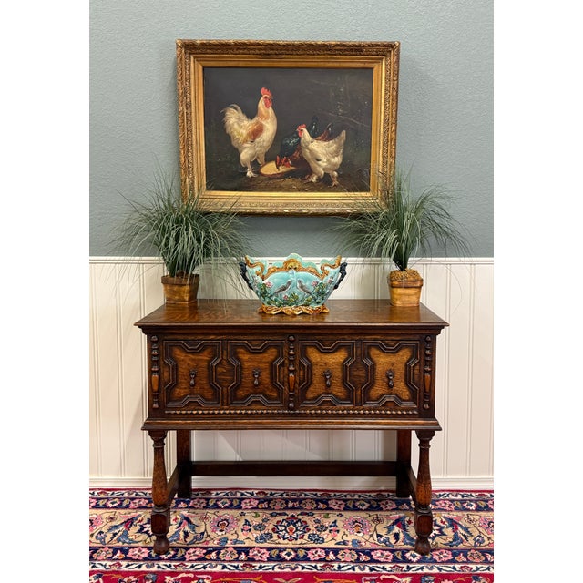 ~~CHARMING Antique English Jacobean Oak Server, Sideboard, Buffet, Entry or Sofa Table~~c.1930s This is a beautiful...