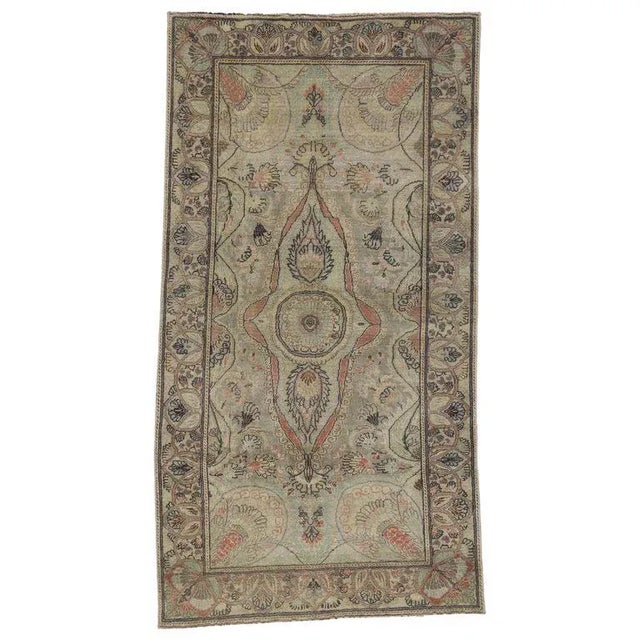 1930s Vintage Gustavian Style Distressed Turkish Oushak Rug - 3′6″ × 6′7″ For Sale In Dallas - Image 6 of 6