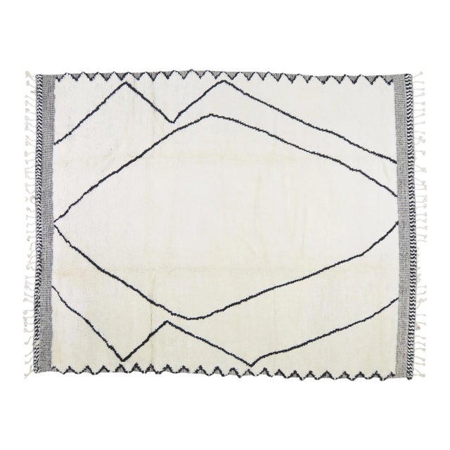Contemporary Moroccan Aleph Hand Knotted Wool Rug, 9x12 For Sale