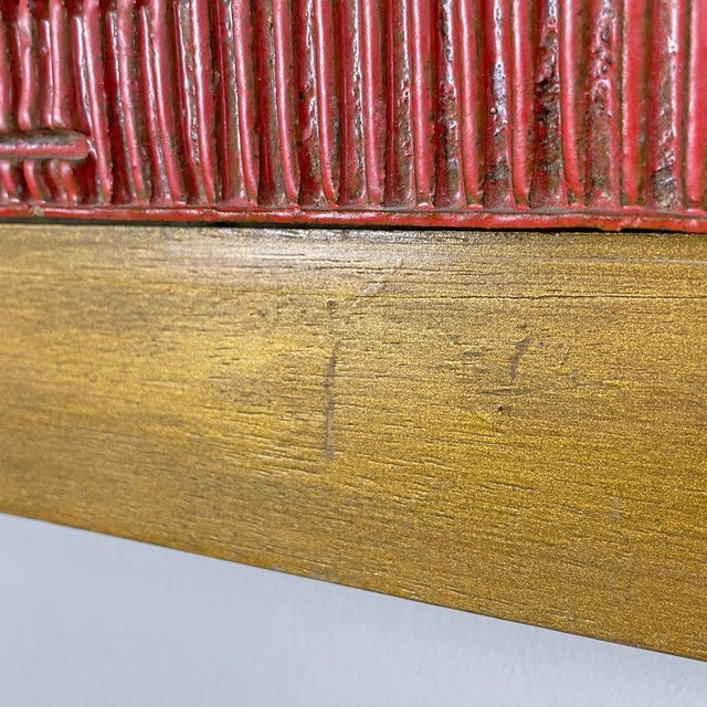 After Carlos Carlè, Argentine Modern Sculpture Painting, 1974, Red Ceramic & Gilt Wood For Sale - Image 18 of 18