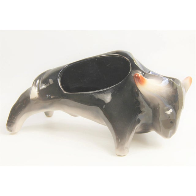 Ceramic Mid Century Modern Ceramic Bull Keep All Dresser Caddy For Sale - Image 7 of 7