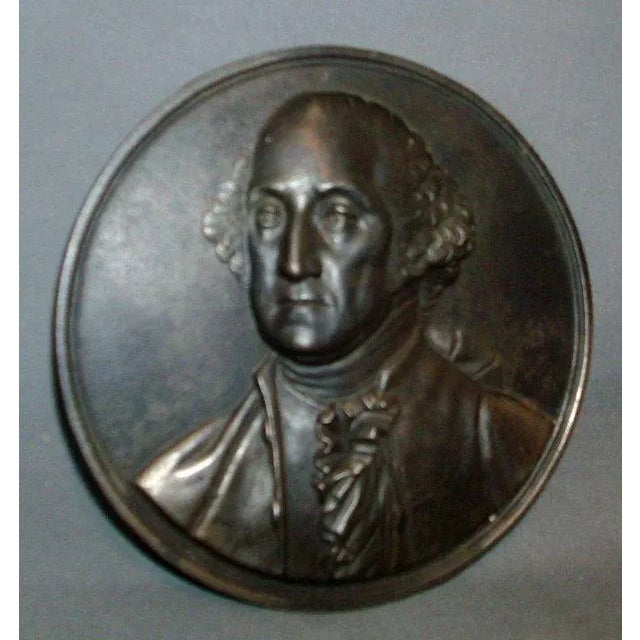 Black 19th Century Patinated Steel Plaque Memorial George Washington Portrait Bust For Sale - Image 8 of 10