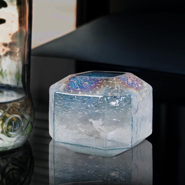 Lonsdale Iridescent Low Glass Vase For Sale - Image 10 of 11