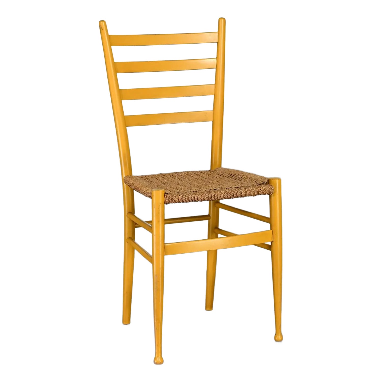 Sale ヴィンテージ ideal Sedia イタリアン　ラダーバックチェア Vintage Italian Gio Ponti Style Yellow Ladderback Side Chair Woven