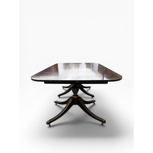 Mid 20th Century Union National Regency-Style Dining Table With Hand-Painted Details and Three Leaves For Sale - Image 11 of 14