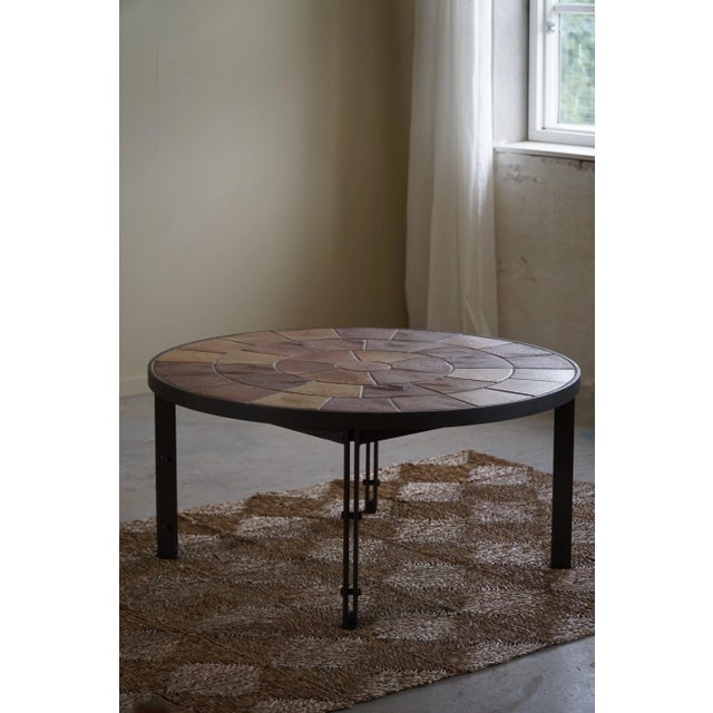 Danish Modern Coffee Table in Steel & Ceramic Tiles attributed to Sallingbroe, 1970s For Sale - Image 10 of 12