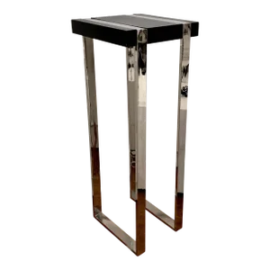 Modern Black Wood and Stainless Steel Pedestal