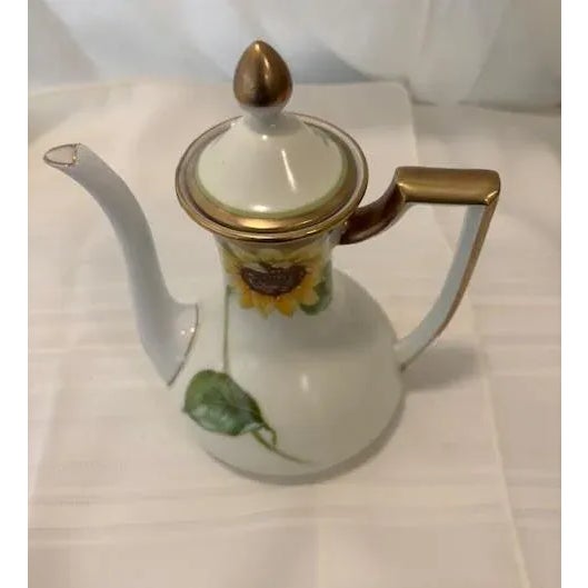 Vintage (1914) - Bavarian Germany Handpainted Porcelain - 3 items Chocolate/tea pot - floral design, gold trim on handle,...