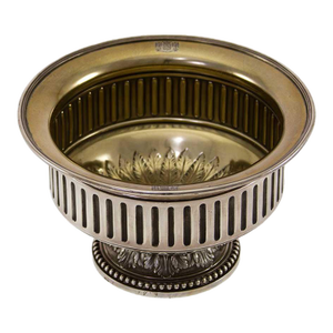1890 Antiques Odiot Partly Gilt Sterling Fluted Bowl Chased With Acanthus Leaves
