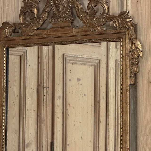19th Century Italian Louis XVI Hand-Carved Giltwood and Painted Mirror For Sale - Image 10 of 18