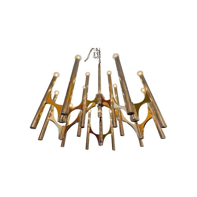 1960s 1960s Mid Century Modern Large Chandelier by Gaetano Sciolari For Sale - Image 5 of 7