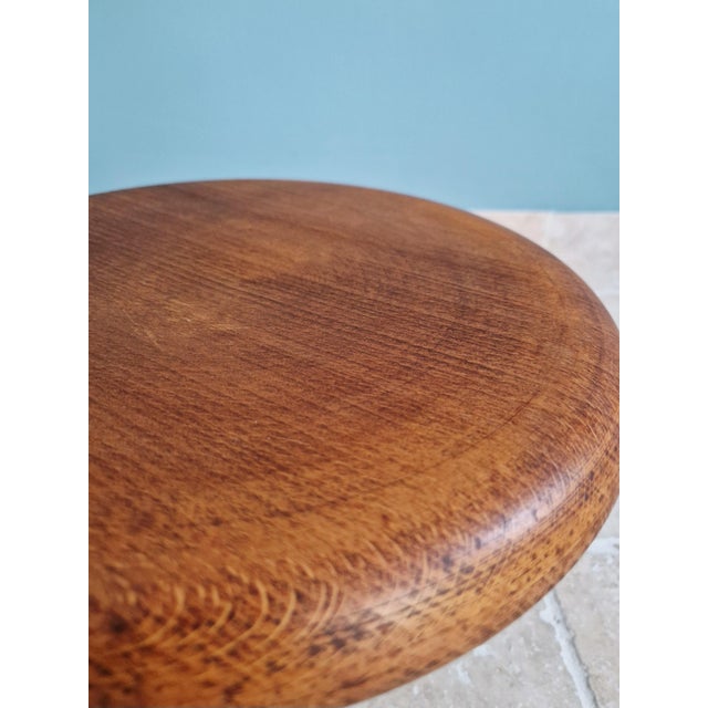Tan Modernist Tripod Stool in Wood, 1950s For Sale - Image 8 of 12