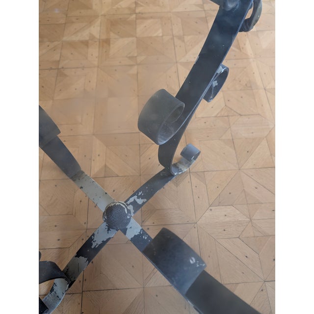 Vintage Distressed Wrought Iron & Glass Garden Side Table For Sale In Minneapolis - Image 6 of 9