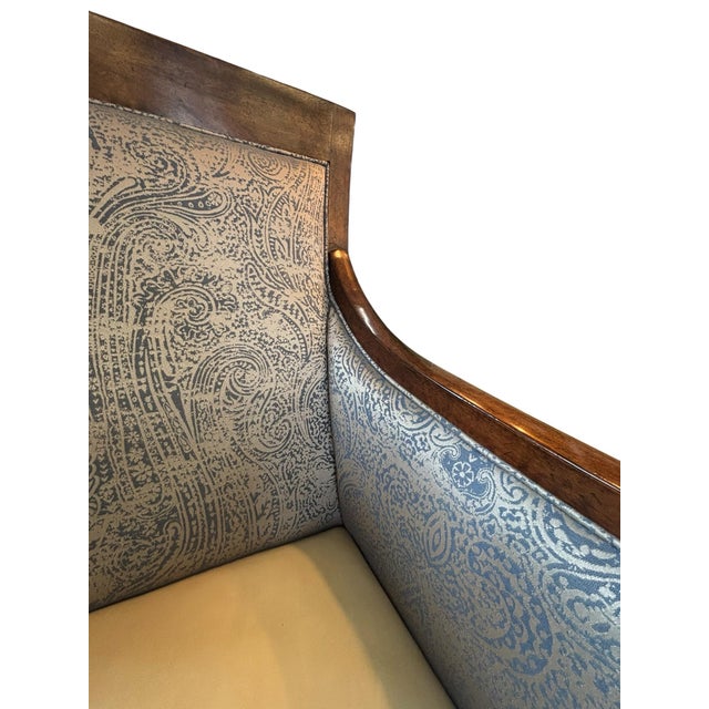 Neoclassical Walnut Lounge Chair With Paisley Upholstery Transitional Designer Accent Chair For Sale - Image 4 of 8