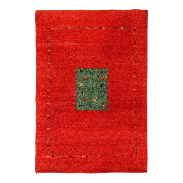 Pasargad DC Red Fine Hand Knotted Gabbeh Rug For Sale