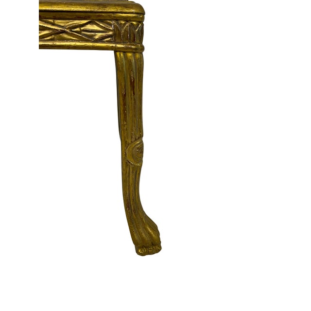 Mid 20th Century Mid 20th Century Louis XV Style French Gilded End Table with Grey Marble Top and Paw Feet For Sale - Image 5 of 6