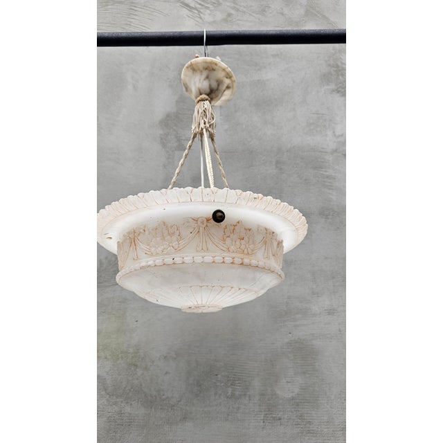 Art Deco Alabaster Chandelier, 1920s For Sale - Image 4 of 8
