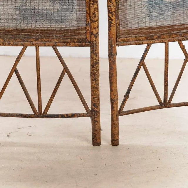 Bamboo Windscreen with Japanese Figures For Sale - Image 6 of 7