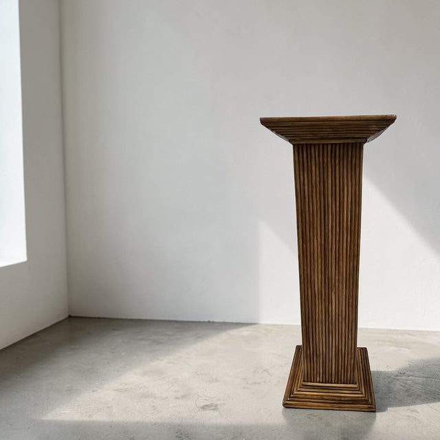 1960s Boho Chic Pencil Reed Pedestal Column Attributed to Gabriella Crespi - A Pair For Sale - Image 14 of 14