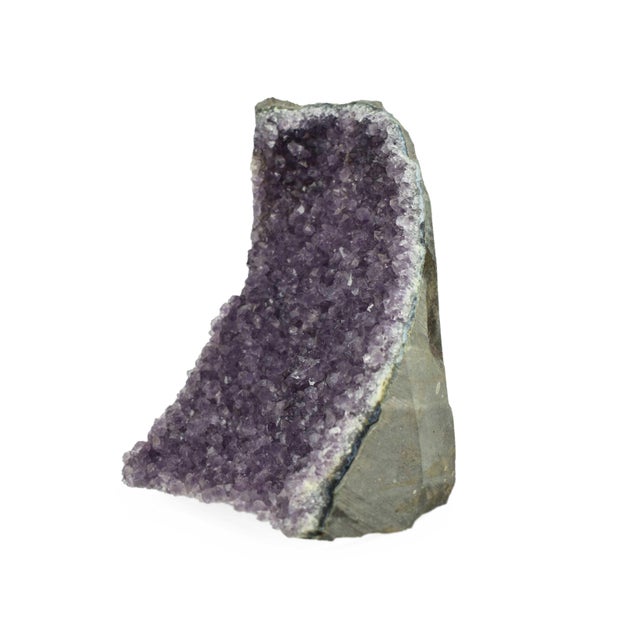 Contemporary Natural Purple Amethyst Quartz Crystal Geode Cluster Stone Display Piece For Sale - Image 3 of 4