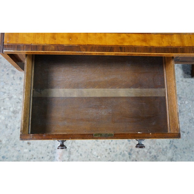 Antique Early 19th C. Regency Flame Mahogany Lyre Base Drop Leaf Sofa Table Desk For Sale - Image 6 of 16