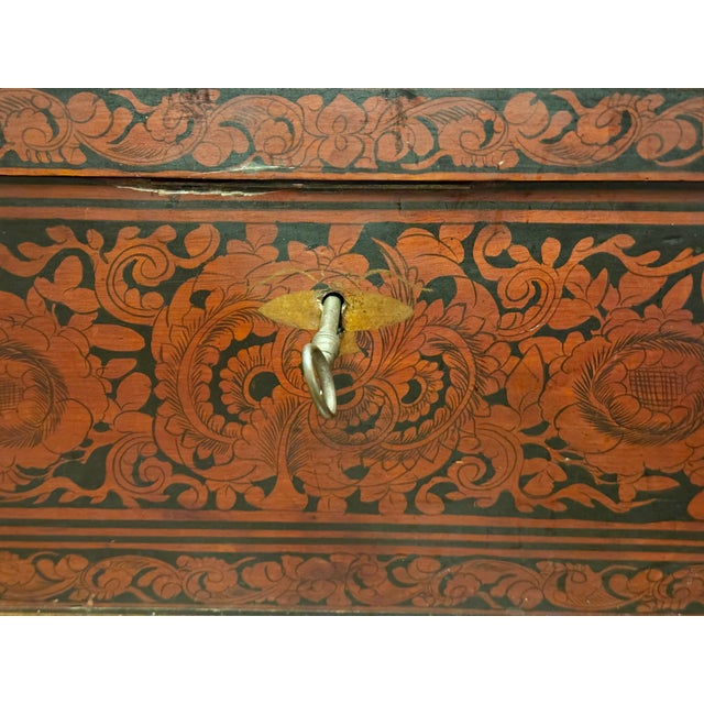 Folk Art Early 19th-Century, Southern German/Alpine, Painted Locking Document Chest With Bell-Lock & Interior Lid Compartments For Sale - Image 3 of 14