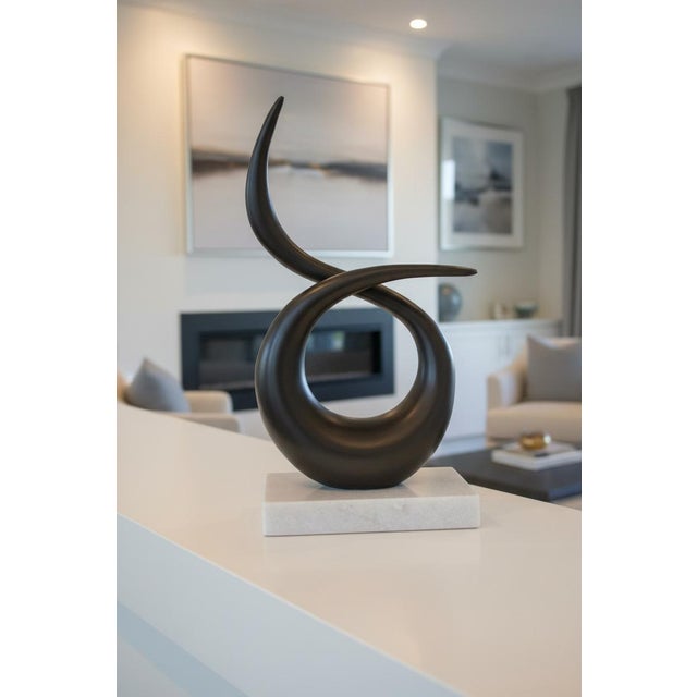 Interlude Home Modernist Twist Metal Sculpture on Marble Base For Sale - Image 10 of 11