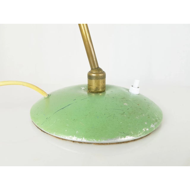 Mid-Century Adjustable Table Lamp in Aqua Green Metal and Brass, 1950s For Sale - Image 9 of 11