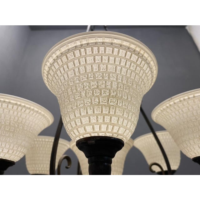 Metal Large Vintage Bronze Murano Glass Chandelier, 1960s For Sale - Image 7 of 13