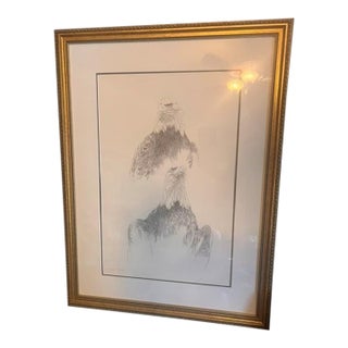 1990s Raymond Harris-Ching Bald Eagle Drawing For Sale