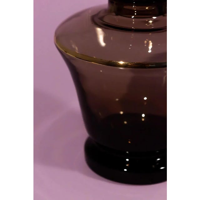 Vintage Smokey Grey Art Glass Decanter Set- 6 Pieces For Sale - Image 9 of 10